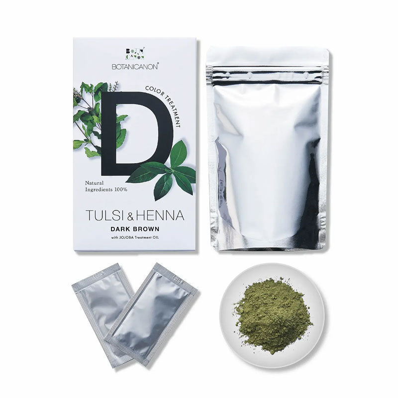 ボタニカノン トゥルシー&ヘナ　ダークブラウン（染毛料）2回分（4mlホホバオイル×2包付き）